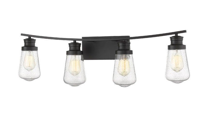 Steel with Clear Seedy Glass Shade Vanity Light - LV LIGHTING