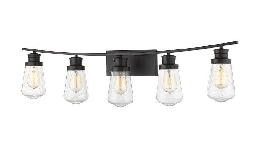 Steel with Clear Seedy Glass Shade Vanity Light - LV LIGHTING