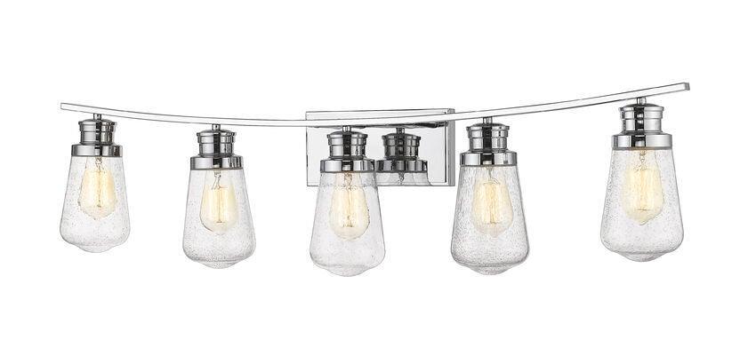 Steel with Clear Seedy Glass Shade Vanity Light - LV LIGHTING