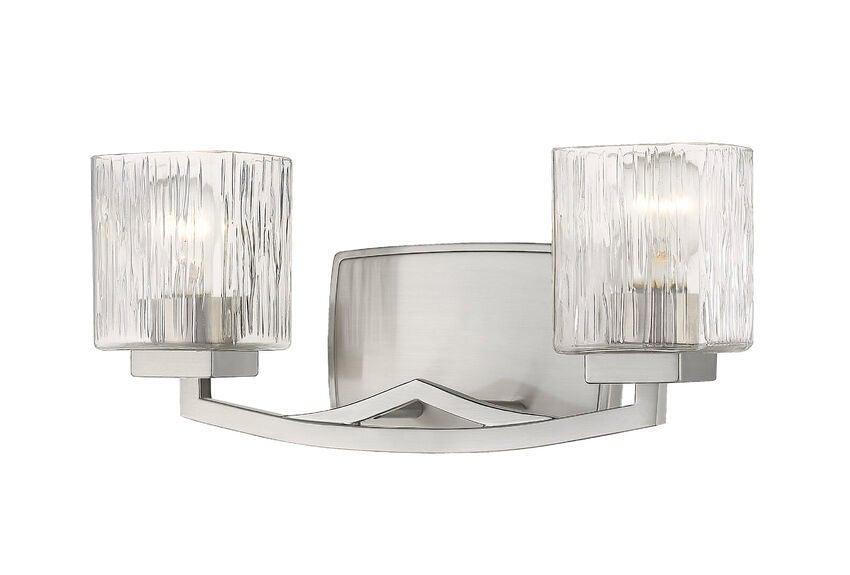 Steel with Boxy Chiseled Glass Shade Vanity Light - LV LIGHTING