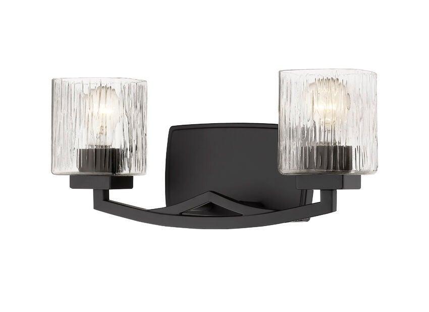 Steel with Boxy Chiseled Glass Shade Vanity Light - LV LIGHTING