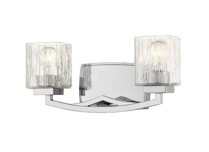 Steel with Boxy Chiseled Glass Shade Vanity Light - LV LIGHTING