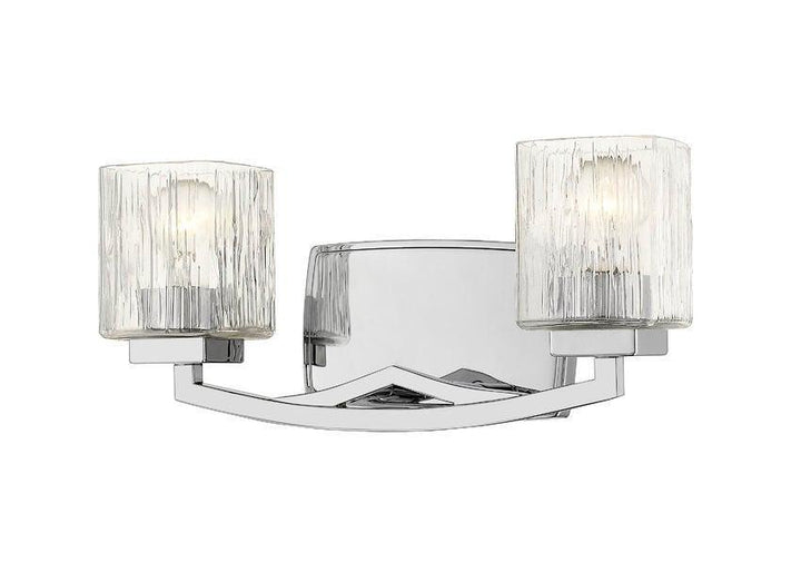 Steel with Boxy Chiseled Glass Shade Vanity Light - LV LIGHTING