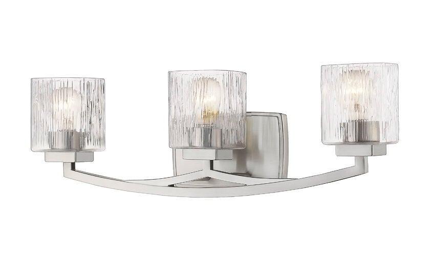 Steel with Boxy Chiseled Glass Shade Vanity Light - LV LIGHTING