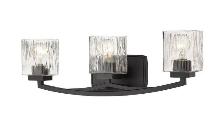 Steel with Boxy Chiseled Glass Shade Vanity Light - LV LIGHTING