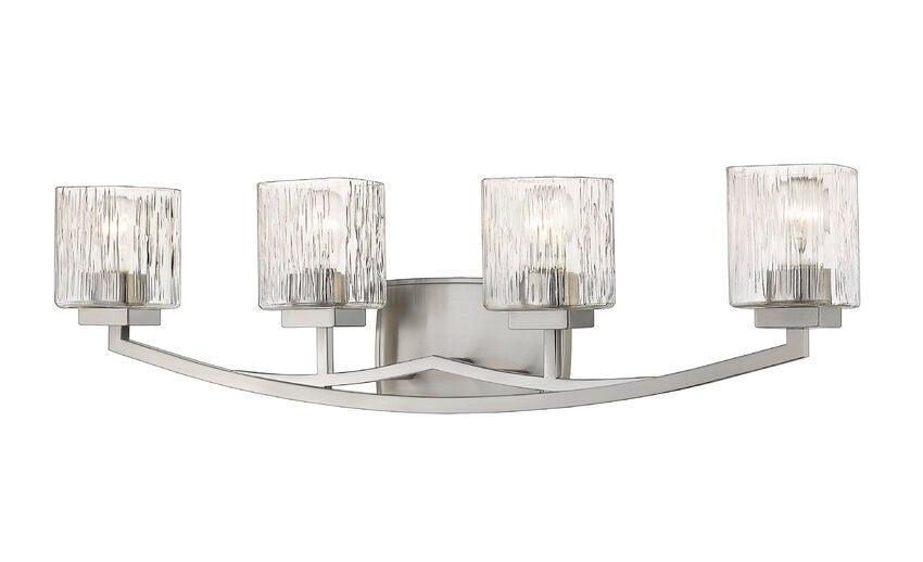 Steel with Boxy Chiseled Glass Shade Vanity Light - LV LIGHTING
