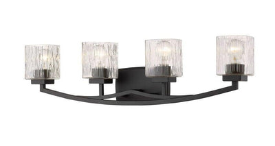 Steel with Boxy Chiseled Glass Shade Vanity Light - LV LIGHTING