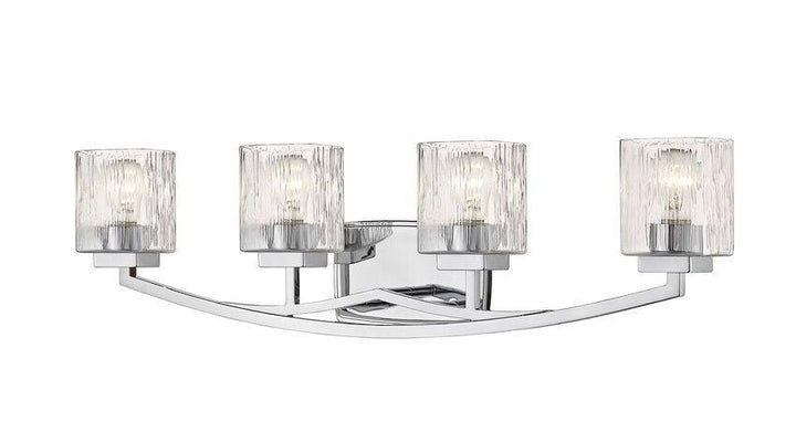Steel with Boxy Chiseled Glass Shade Vanity Light - LV LIGHTING