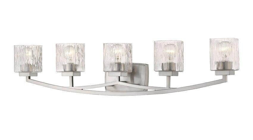Steel with Boxy Chiseled Glass Shade Vanity Light - LV LIGHTING