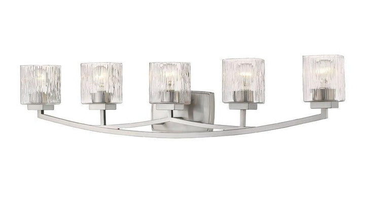 Steel with Boxy Chiseled Glass Shade Vanity Light - LV LIGHTING