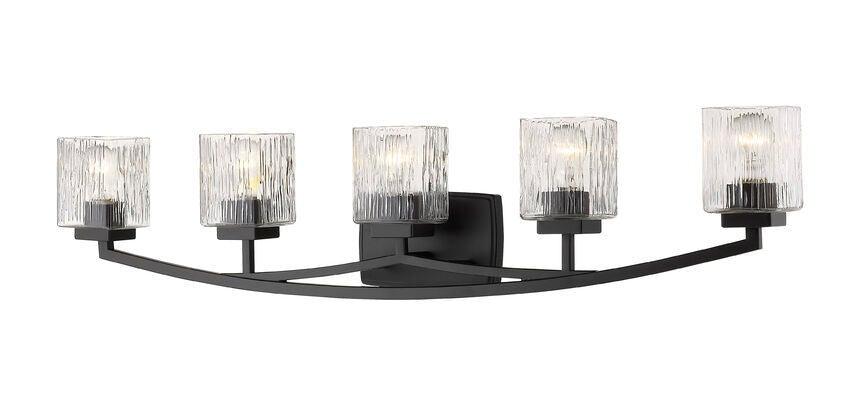Steel with Boxy Chiseled Glass Shade Vanity Light - LV LIGHTING