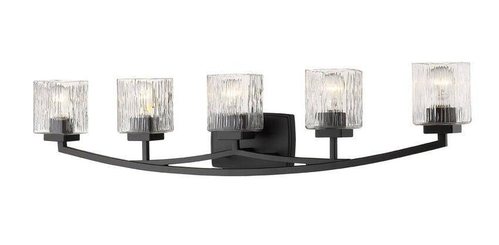 Steel with Boxy Chiseled Glass Shade Vanity Light - LV LIGHTING