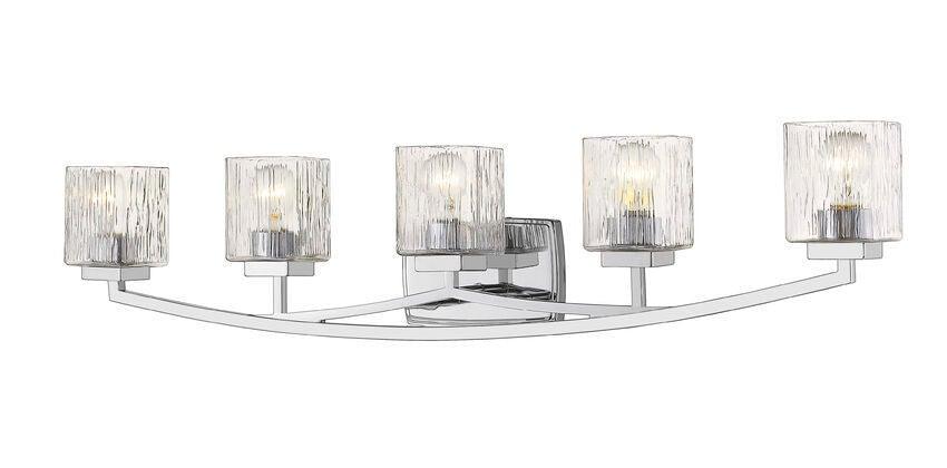 Steel with Boxy Chiseled Glass Shade Vanity Light - LV LIGHTING