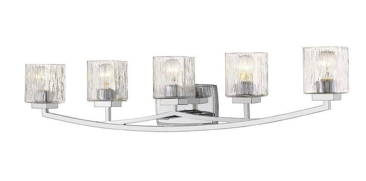 Steel with Boxy Chiseled Glass Shade Vanity Light - LV LIGHTING