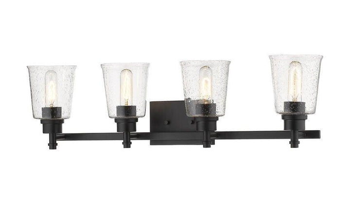 Steel with Round Clear Seedy Glass Shade Vanity Light - LV LIGHTING