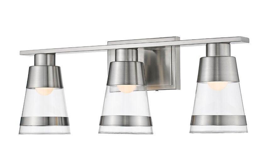 LED Steel with Cylindrical Clear Glass Shade Vanity Light - LV LIGHTING