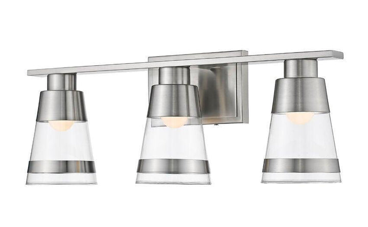 LED Steel with Cylindrical Clear Glass Shade Vanity Light - LV LIGHTING