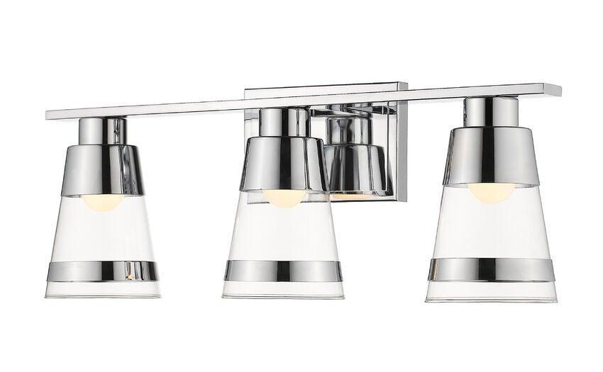 LED Steel with Cylindrical Clear Glass Shade Vanity Light - LV LIGHTING