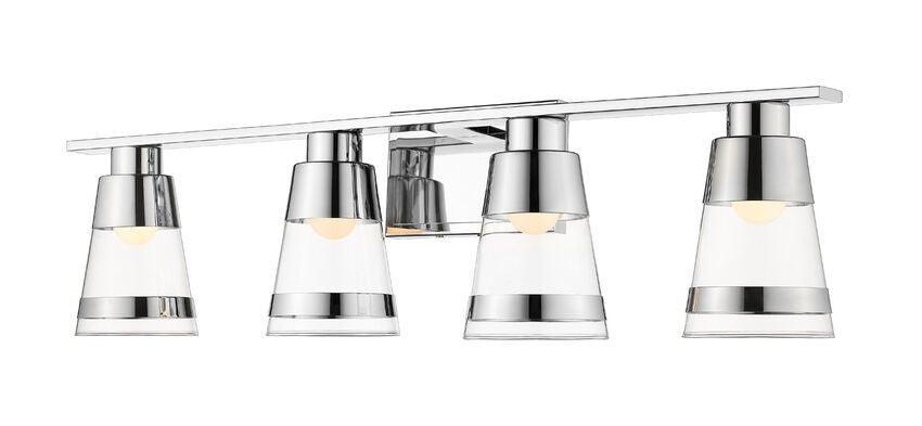 LED Steel with Cylindrical Clear Glass Shade Vanity Light - LV LIGHTING
