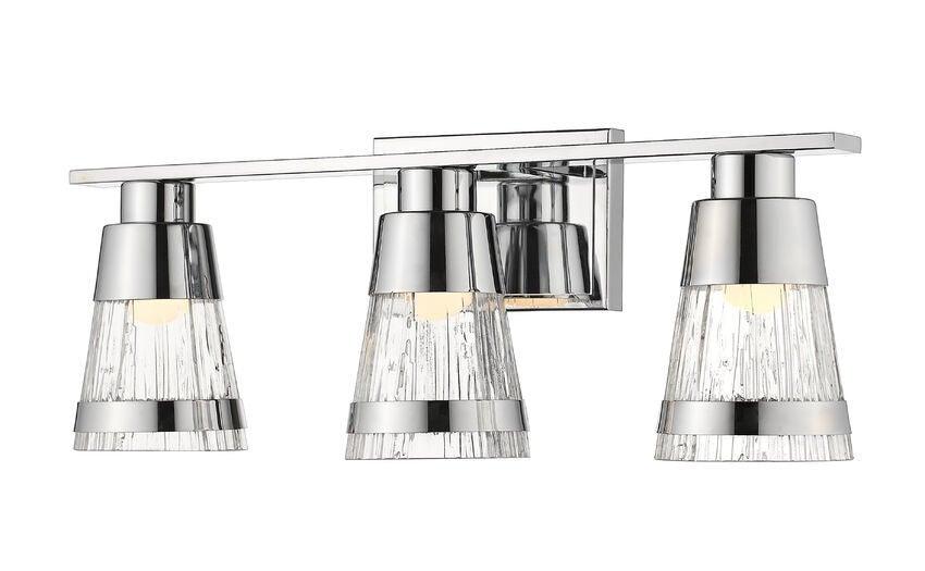 LED Steel with Cylindrical Clear Glass Shade Vanity Light - LV LIGHTING