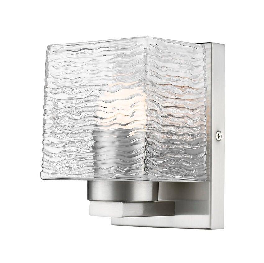 Steel with Boxy Rippled Clear Glass Shade Vanity Light - LV LIGHTING