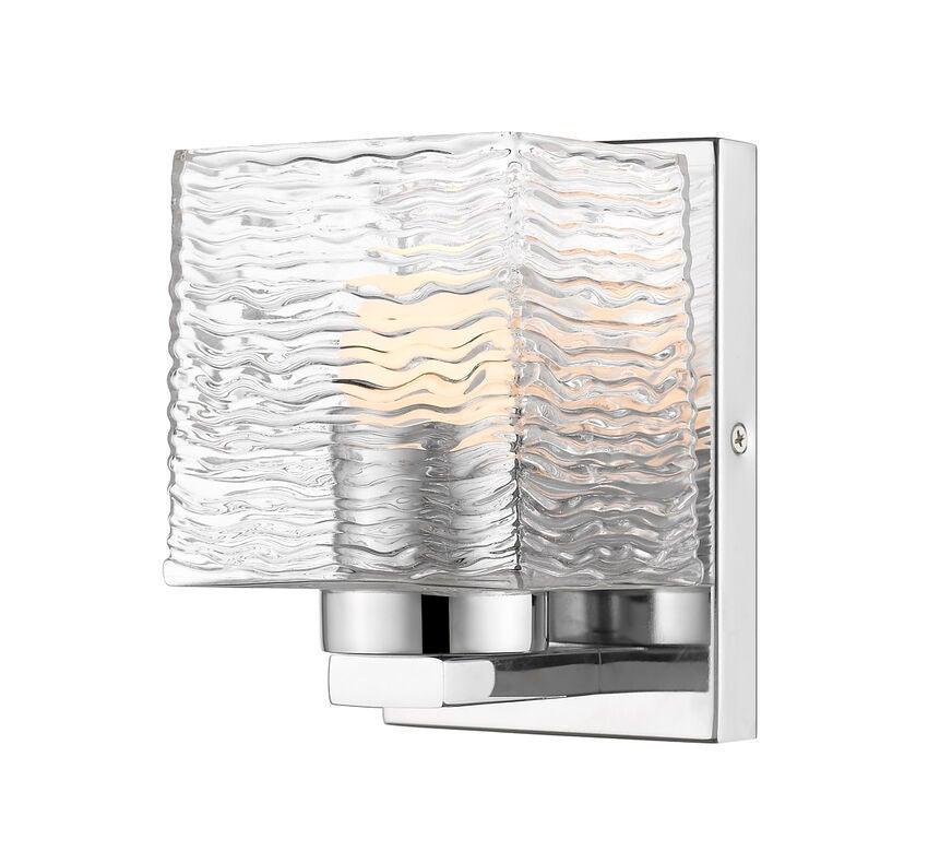 Steel with Boxy Rippled Clear Glass Shade Vanity Light - LV LIGHTING