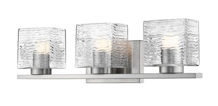Steel with Boxy Rippled Clear Glass Shade Vanity Light - LV LIGHTING