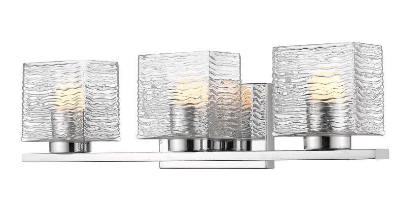Steel with Boxy Rippled Clear Glass Shade Vanity Light - LV LIGHTING