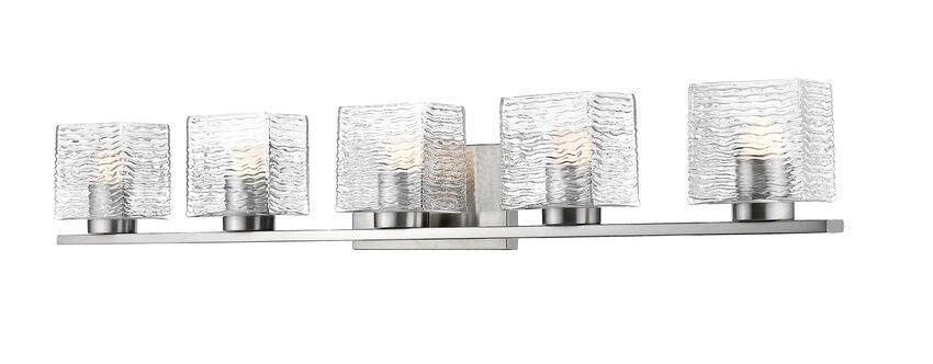 Steel with Boxy Rippled Clear Glass Shade Vanity Light - LV LIGHTING