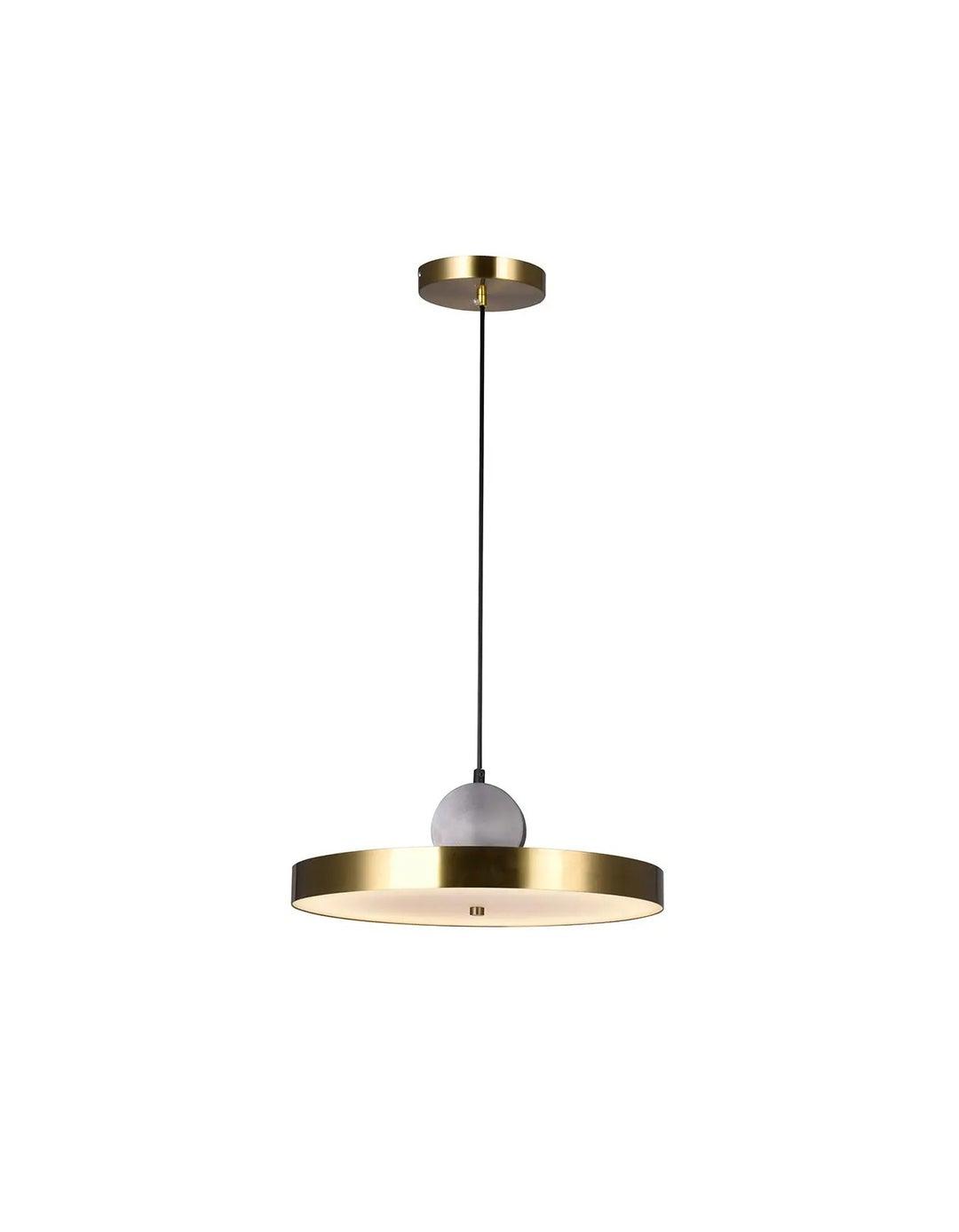 LED Brass and Black Round Disk Pendant - LV LIGHTING