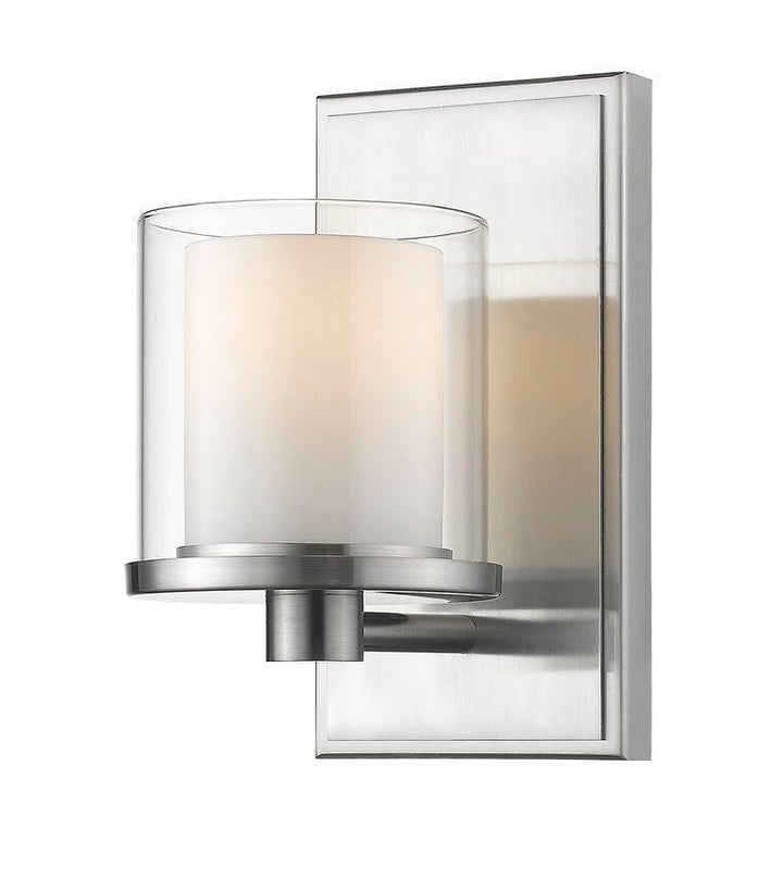 LED Steel with Cylindrycal Clear and Matte Opal Glass Shade Vanity Light - LV LIGHTING