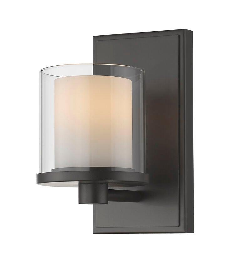 LED Steel with Cylindrycal Clear and Matte Opal Glass Shade Vanity Light - LV LIGHTING