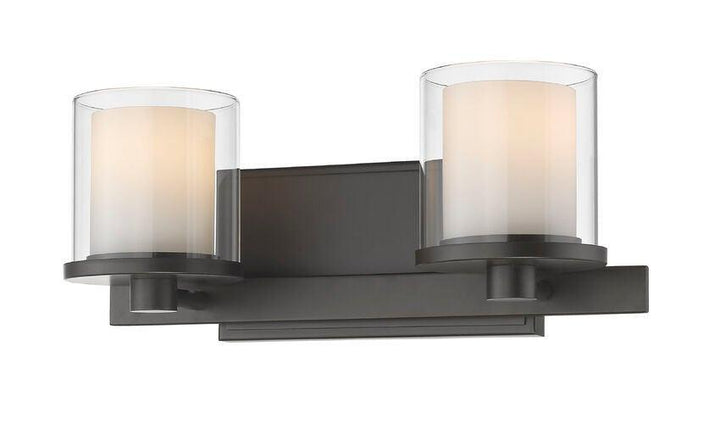 LED Steel with Cylindrycal Clear and Matte Opal Glass Shade Vanity Light - LV LIGHTING