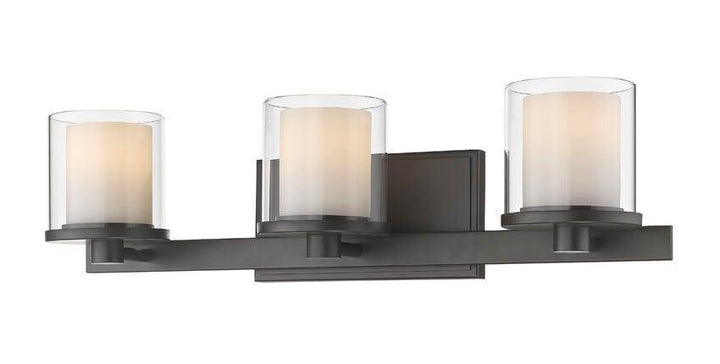 LED Steel with Cylindrycal Clear and Matte Opal Glass Shade Vanity Light - LV LIGHTING