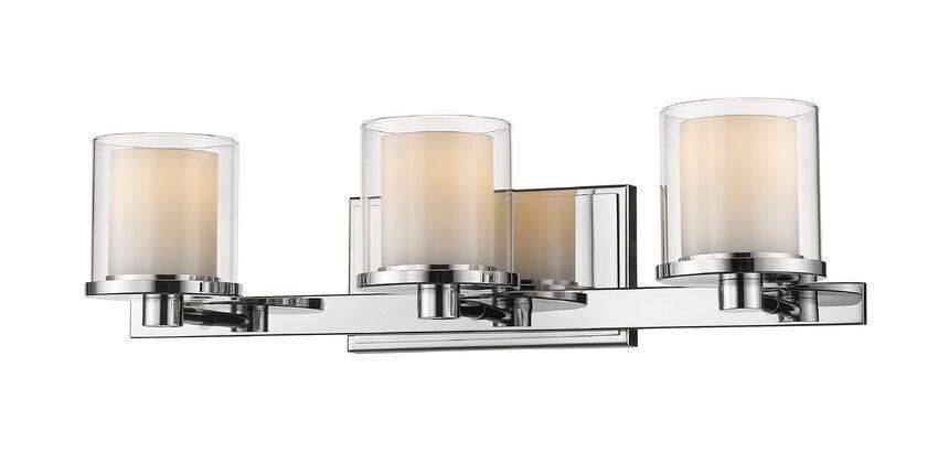 LED Steel with Cylindrycal Clear and Matte Opal Glass Shade Vanity Light - LV LIGHTING