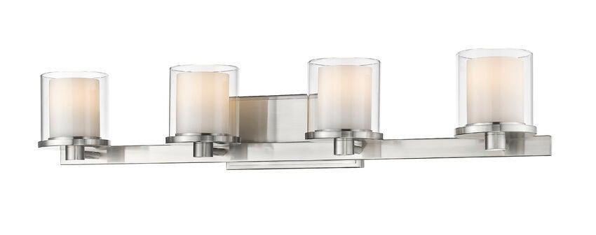 LED Steel with Cylindrycal Clear and Matte Opal Glass Shade Vanity Light - LV LIGHTING