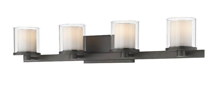 LED Steel with Cylindrycal Clear and Matte Opal Glass Shade Vanity Light - LV LIGHTING