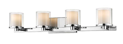 LED Steel with Cylindrycal Clear and Matte Opal Glass Shade Vanity Light - LV LIGHTING