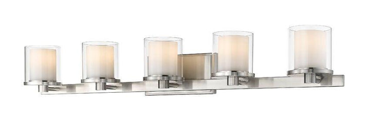 LED Steel with Cylindrycal Clear and Matte Opal Glass Shade Vanity Light - LV LIGHTING