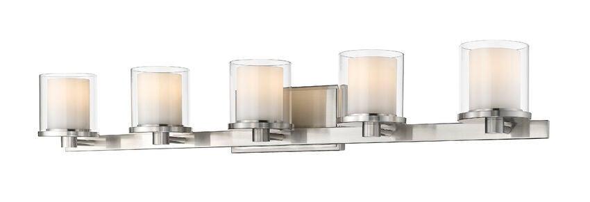LED Steel with Cylindrycal Clear and Matte Opal Glass Shade Vanity Light - LV LIGHTING