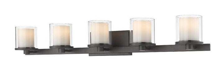 LED Steel with Cylindrycal Clear and Matte Opal Glass Shade Vanity Light - LV LIGHTING