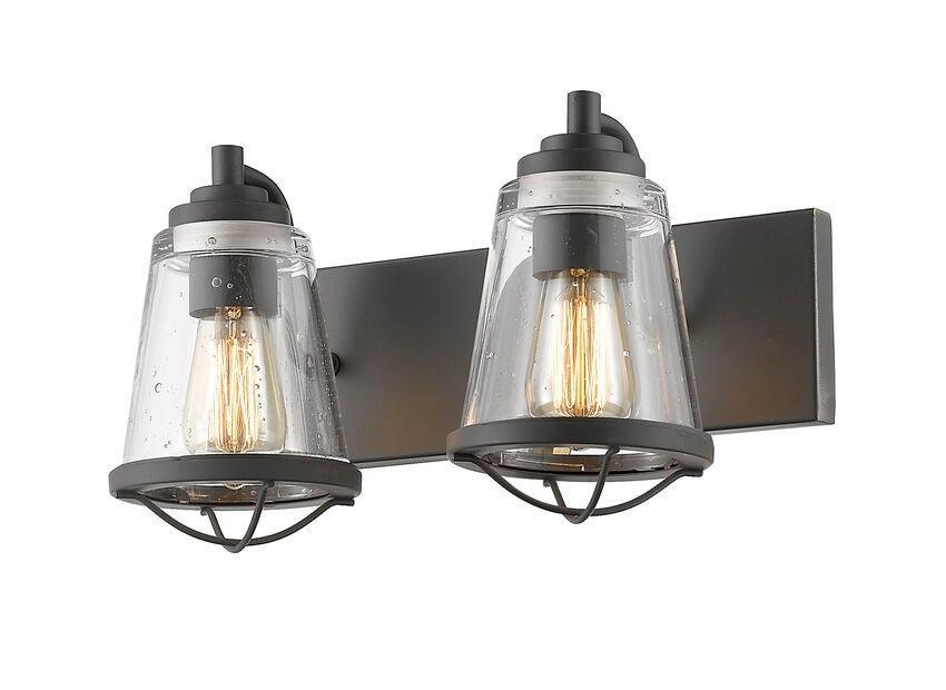Steel with Clear Seedy Glass Shade Mariner Style Vanity Light - LV LIGHTING