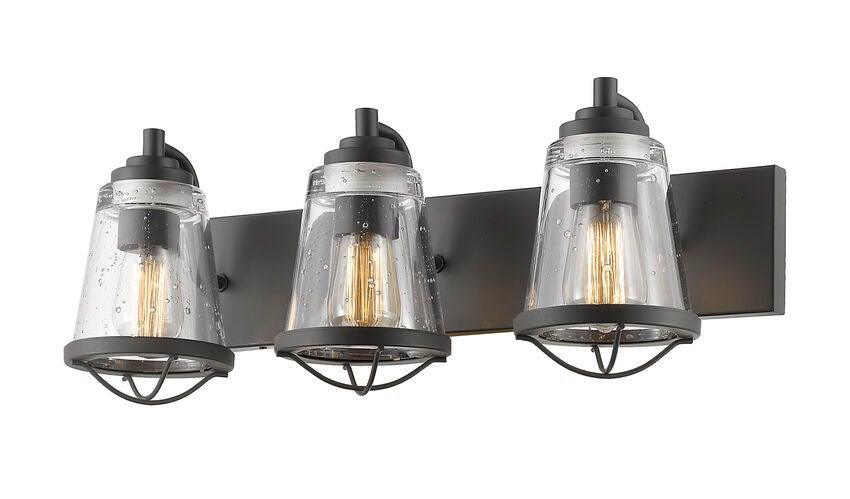 Steel with Clear Seedy Glass Shade Mariner Style Vanity Light - LV LIGHTING