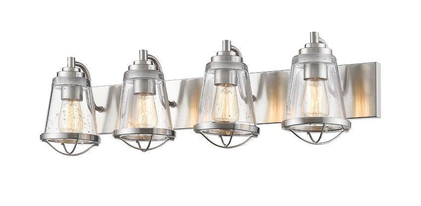 Steel with Clear Seedy Glass Shade Mariner Style Vanity Light - LV LIGHTING