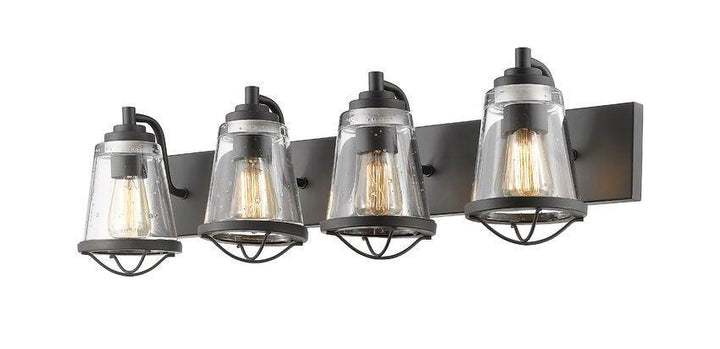 Steel with Clear Seedy Glass Shade Mariner Style Vanity Light - LV LIGHTING