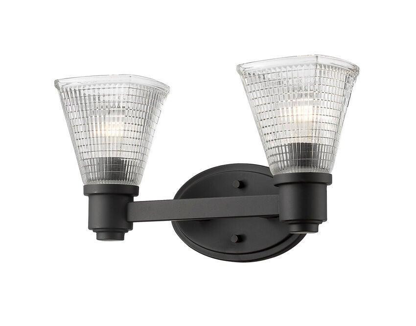 Steel with Patterned Clear Glass Shade Vanity Light - LV LIGHTING