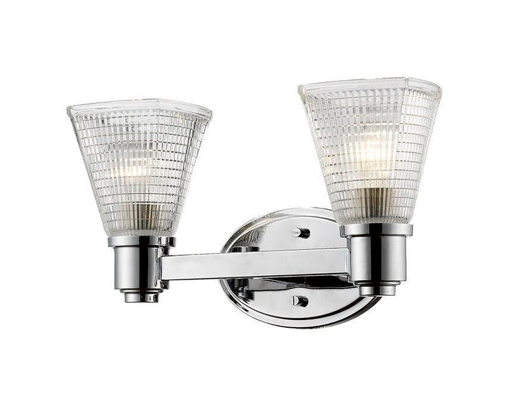 Steel with Patterned Clear Glass Shade Vanity Light - LV LIGHTING