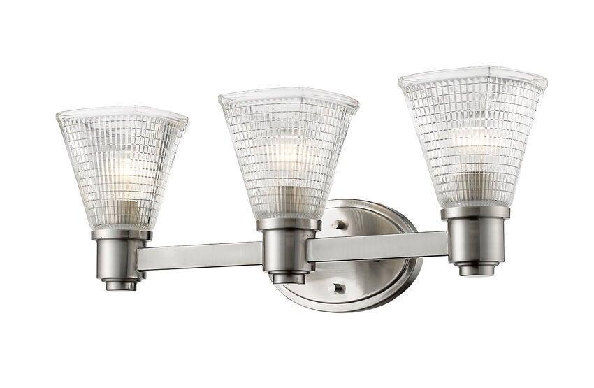 Steel with Patterned Clear Glass Shade Vanity Light - LV LIGHTING