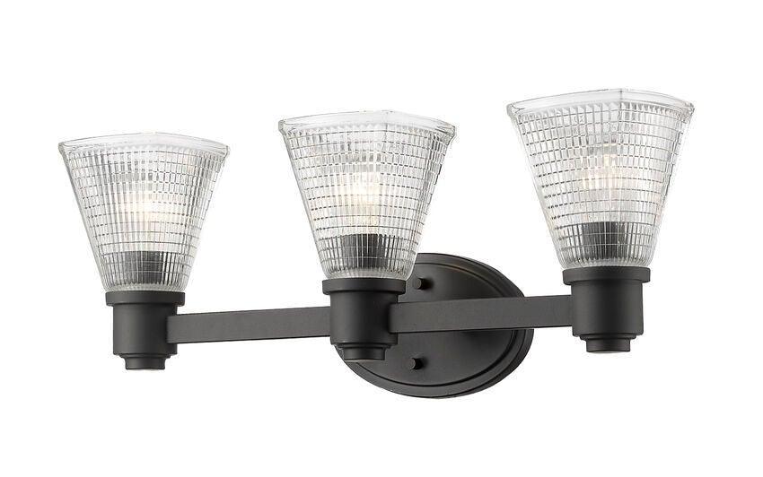 Steel with Patterned Clear Glass Shade Vanity Light - LV LIGHTING