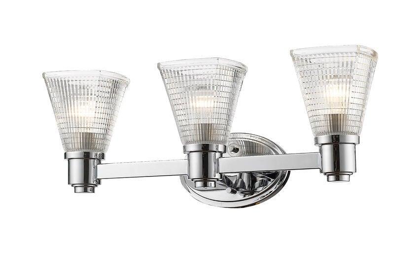 Steel with Patterned Clear Glass Shade Vanity Light - LV LIGHTING